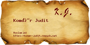 Komár Judit névjegykártya